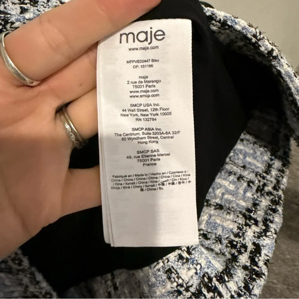 Maje Vizuli Blue Tweed Jacket